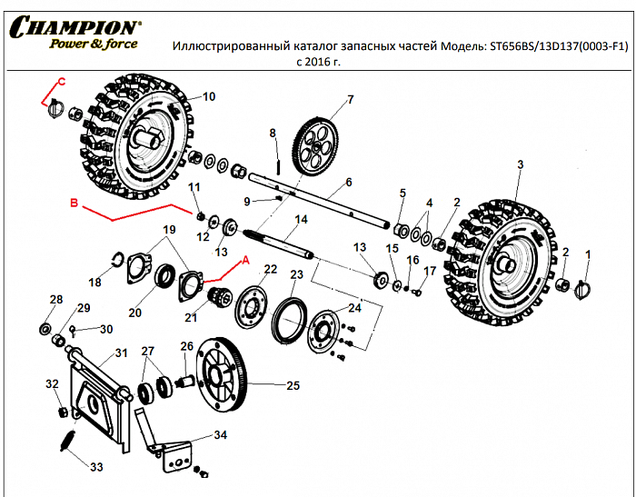 5 КОЛЕСА - ШЕСТЕРНИ | СНЕГОУБОРЩИК CHAMPION ST656BS с Двигателем BRIGGS & STRATTON
