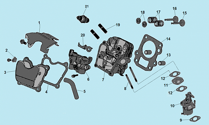 2 ЦИЛИНДР - КАРБЮРАТОР ГЕНЕРАТОР CHAMPION GG1200