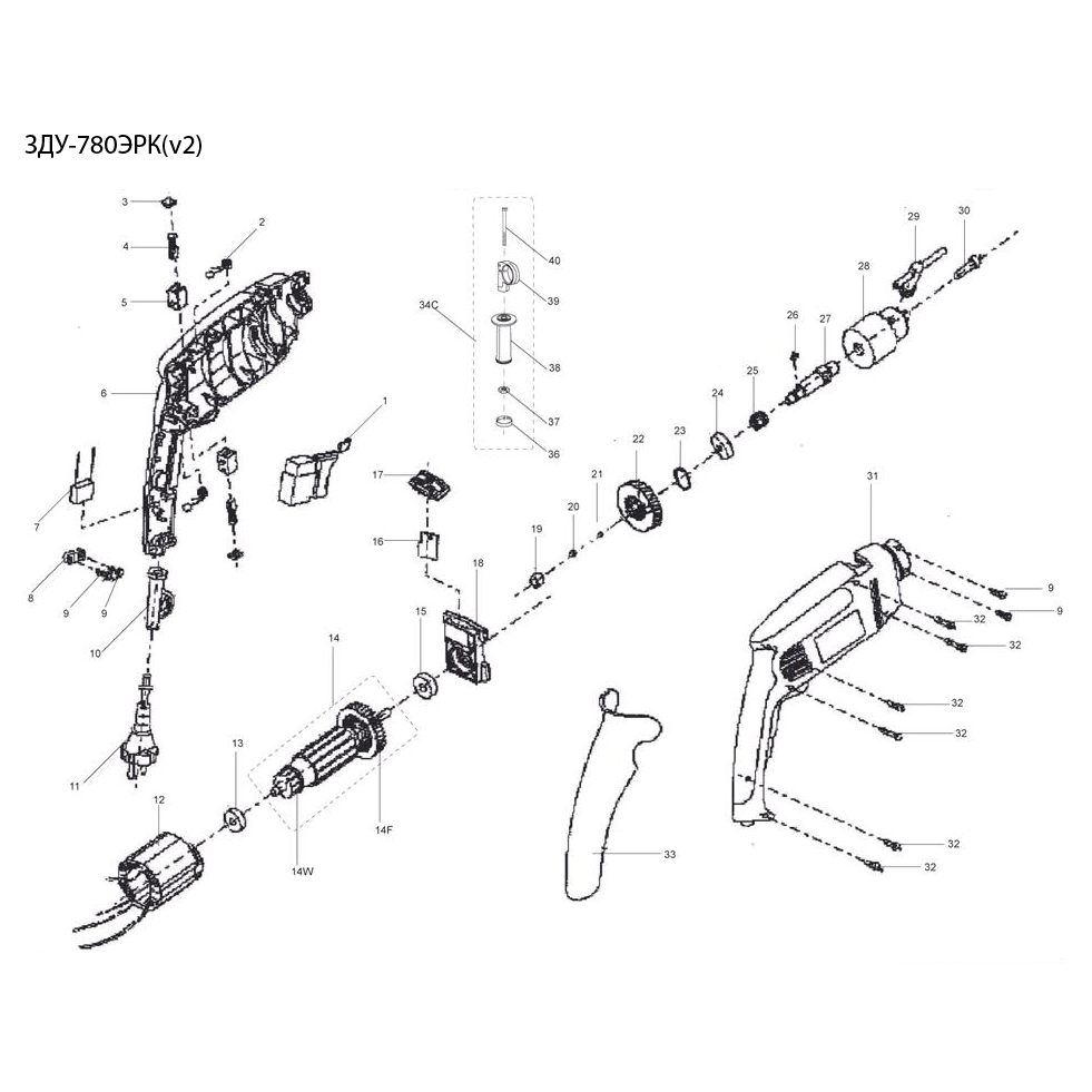 Дрель ударная + кейс ЗДУ-780ЭРК