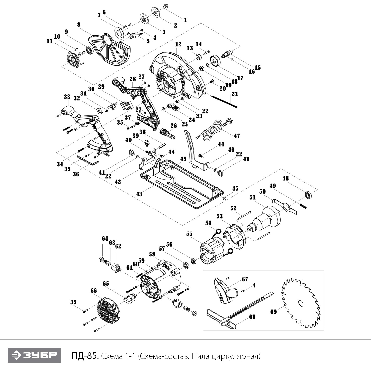 Пила циркулярная ПД-85